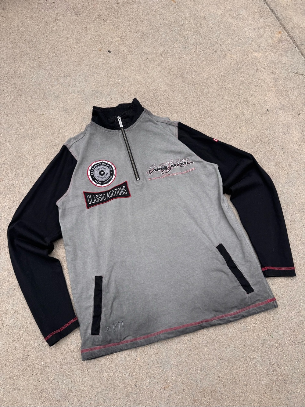Men's Grey and Black Half-Zip Pullover Sweater — Classic Auctions Accent